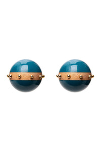 Blue Resin Ball Earrings