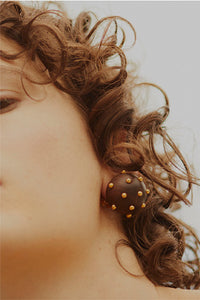 Natural Wood Ball Earrings