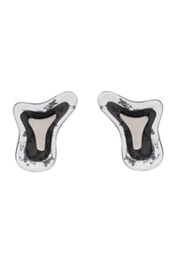 black three parts topographic earrings