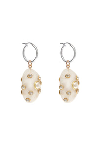 SMALL WHITE MARBLED SMALL ARTSY EARRINGS