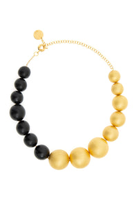 Black and Gold Woodball Necklace