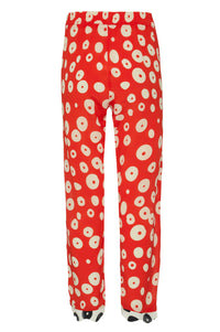 Red Octopus Elastic Trousers (Black and White Hem)