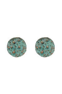 Green Patina Coin Earrings