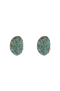 Green Patina Coin Earrings